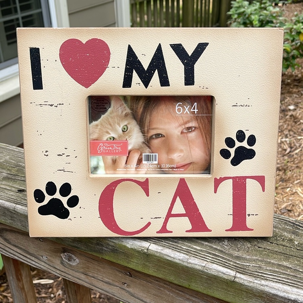 Cat Picture frame-“I❤️MY Cat” Pawprint Picture Frame